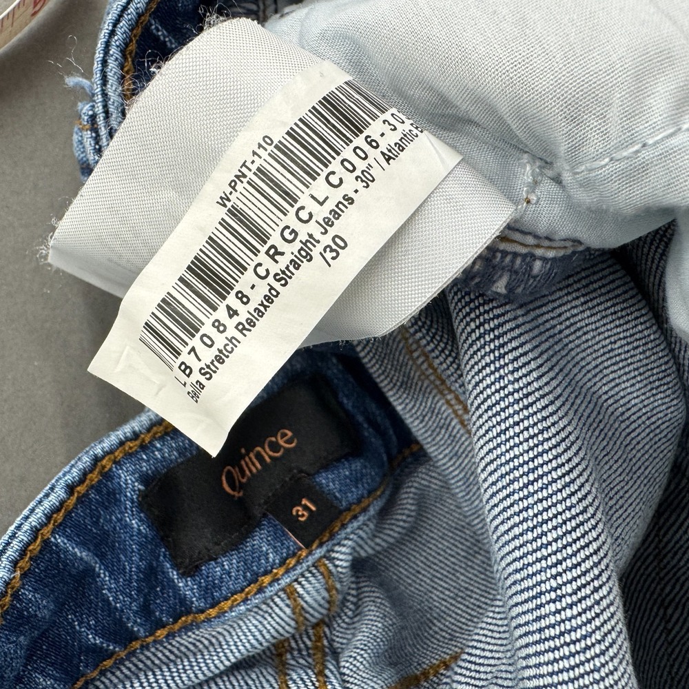 Quince Bella Stretch Relaxed Straight Jeans Womens 30 Atlantic Blue Cotton Blend - Picture 8 of 11